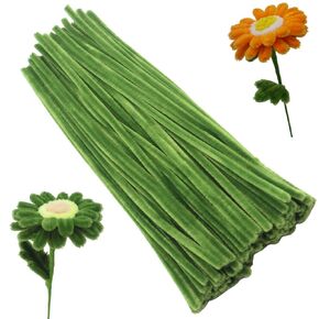 100 Pieces Moss Green Craft Pipe Cleaners,6mm x 12inch Thick Fuzzy Chenille Stem Sticks Pipe Cleaners for Craft Art DIY Projects Decorations