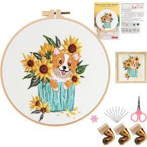 NIMIUHUS Embroidery Kit ，Suitable Beginner Embroidery Kit for Adults ，with Animal and Floral Pattern scross Stitch Ornament Kit，Includes Photo Frame, Embroidery Hoop, Etc.