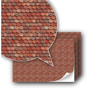 3 Sheets Self-Adhesive Decorative Film Roof Tiles for Model Making in Scale 1:87 Scale H0 (UK: 3.5 mm Scale) (Roof Tiles Clay 3)