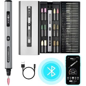 AM ARROWMAX Mini Engraving Pen with 42 Bits, Aluminum Case & Tool Bag-Smart Motion Control, APP & OLED Display, Magnetic Charger, Engraving Pen for Metal/Wood/Glass/Plastic, SGS PRO Plus (Black)