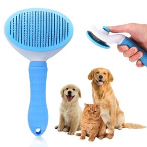Cat Brush for Shedding and Grooming – Self Cleaning Slicker Brush for Cats, Rabbits & Small Dogs – Cat Brush for Long Haired Cats & Short Hair – Pet Hair Brush for Indoor Cats