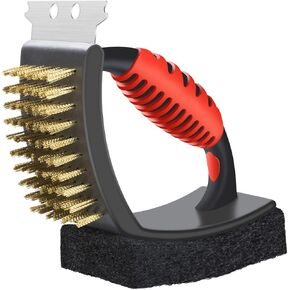 QBLEEV Bird Cage Cleaner, Stainless Steel Triangle Brush Set, Multi-Function Copper Bristle, Lightweight & Durable, Includes Cleaning Brush, Red