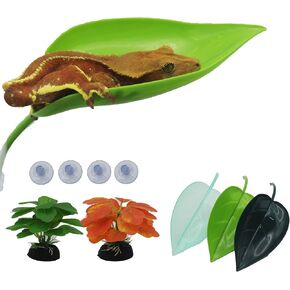 Crested Gecko Tank Accessories，3PCS,Reptile Branches，Crested Gecko Hide，Gecko Wall Climbing Toy，Crested Gecko Accessories，Tree Frog Tank Accessories，Reptile Leaf，Snake Accessories for Tank