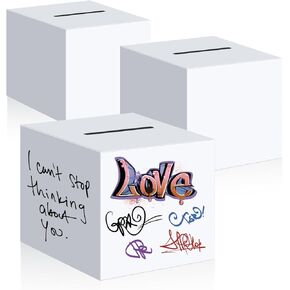 3 Pack 10" Raffle Boxes Elegant Large White Cardboard Box 10 x 10 x 10 Inch Donation Box Multipurpose Large Event Raffle, Donation, Wedding, Funeral, Birthday Favor Boxes for DIY Customization (3)
