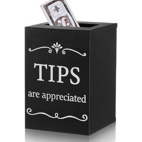 Vesici Metal Tip Jar 6 x 6 x 9 Inch Tip Box for Bartender Bars Collection Tip Bucket Suggestion Donation Raffle Cash Coin Money Storage Container for Restaurants Musicians Driver Ballot