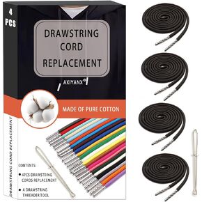 4PCS Hoodie String Replacement,55 Inches Drawstring Cord with Drawstring Threader Tool,Black Drawstring for Sweatpants Shorts Pants Sweatpants Sweatshirt Jackets Coats Bag (Black)