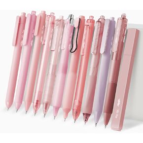 Mr. Pen- Gel Ink Pen Set, 12 pcs, Pastel Pink Barrel, Pink Pens Black Ink Gel Pens Fine Point 0.5mm, One Highlighter, Gel Ink Pens, Cute Pink Pens for Women, Cute Pens for Women, Pink Gel Pens Pink