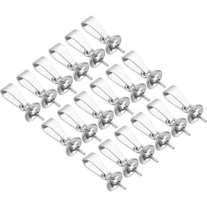 PATIKIL 14x5mm Eye Pin Peg Bail, 60Pcs Stainless Steel Cup Peg Bail Pin Pearl Pendant Connector for Jewelry Making Earring Necklace Bracelet DIY Crafts, Silver