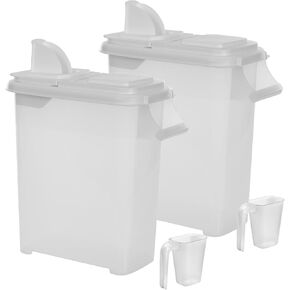 Buddeez Pet Food Storage Dispensers - Dog Food Storage Containers, Cat Food Containers, Bird Seed Containers w/Handle and Flip Lid, 8 Gallon(2 pack)
