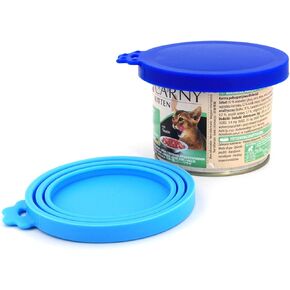 COMTIM Pet Food Can Lids, Silicone Can Lids Covers for Dog and Cat Food, Universal Size Fits All Standard Size Dog and Cat Can Tops (2 Pack, Multi-colored)