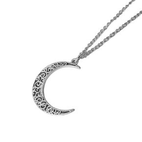 Dreamy Crescent Moon Necklace - High-Quality Silver Jewelry with Unique Wavy Cool Design for Women