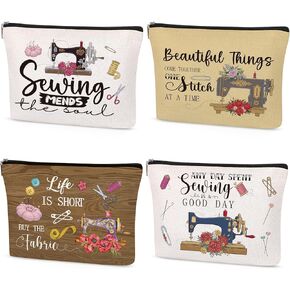 SEAOYOZO Sewing Makeup Bag Gifts, Funny Quilting Sewing Gifts for Seamstress Women Sewing Lovers, Sewing Supplies Quilter Gifts Cosmetic Bag, Sew Machine Themed Gift for Mom Grandma Aunt