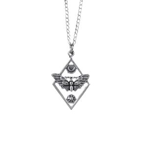 Luna Moth Necklace, Luna Moth with Sun and Moon Whimsgoth Jewelry, Gothic Necklace with Moth Pendant, Witchy Jewelry with Luna Moth Pendant, Esoteric Moon Butterfly and Lunar Moth Jewelry
