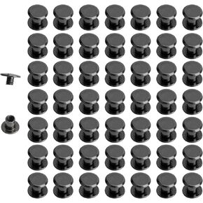 AnRui 50 Sets M4*5mm Chicago Screws, Fasteners Rivets Cross Binding Screw Connectors Steel for Leather Belt Scrapbook Photo Albums Crafting, Black