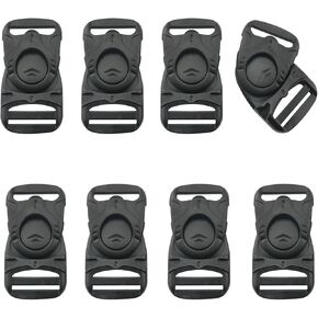 8PCS Rotary Adjustable Folio Buckle Plastic Release Buckle 180 Degree Rotary Adjustable Folio Buckle Slide Adjustable Buckle Webbing Buckle Outdoor Hiking Backpacks Luggage Accessories Black