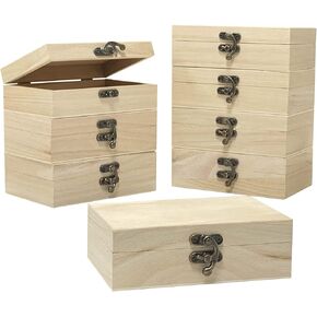8 Pack 6 X 4 X 2 Inch Unfinished Wooden Box For Crafts Small Keepsake Box Treasure Chest Wood Jewelry Box