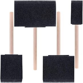 4 Pcs Foam Paint Brushes, 4 Sizes Wood Handle Sponge Paint Brush 1" 2" 3" 4" for Details, Staining, Varnishes, Large Area and DIY Craft Projects