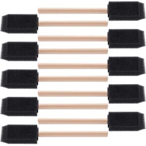 10 Pcs 1inch Foam Paint Brushes Wood Handle Sponge Painting Brush for Details, Staining, Varnishes, Large Area and DIY Craft Projects