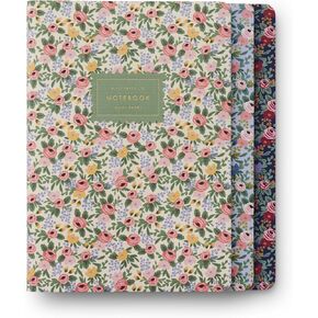 RIFLE PAPER CO. Rosa Stitched Notebook Set, Assorted Set of 3 Notebooks, 64 Ruled Pages with Gold Ink, Canvas Paper Cover with White Text Paper Interior