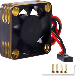 30mm RC Motor Cooling Fan 28000RPM ESC Cooling Fan for 1/8 1/10 1/12 Scale RC Car 540 550 Brushless Motor (Black & Gold)