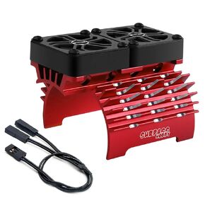 40mm Twin RC Fans Surpass Hobby 1/5 16000 RPM RC Motor Cooling Fans w/Metal Heatsink for Diameter 55-58mm Motor Compatible with 1/5 1/6 Scale RC Car Truck-Red