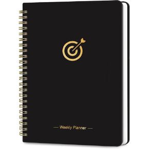 Undated Weekly Planner, 10.7'' x 7.2'' Undated Planner with Goal & Habit Tracker Organizer, B5 Weeks To Do List Notebook,Homework Planner- Black