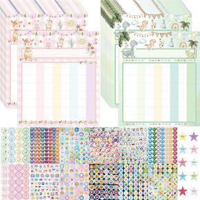 Reward Chart for Kid Set,Cute Designs Behavior Chart for Kids at Home,60 Pack Chore Chart for Kids,Animal Reward Stickers, Star Stickers,Sticker Chart for Kids Behavior Set