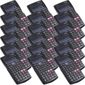 Saillong 18 Pieces 12 Pieces 2-Line Engineering Scientific Calculator, Black Function Fractions Math Calculator for Business Office College High School Student Teacher