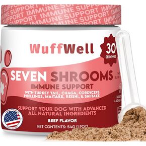 Mushroom Blend Powder for Dogs with Turkey Tail - Dog Immune Support Supplement with Vitamin C - Ideal for Lumps & Bumps - Natural Dog Mushrooms Supplements
