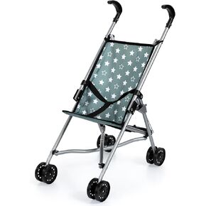 Bayer Design Dolls: Buggy Umbrella Stroller - Green & White Stars - Accessory for Dolls Up to 18", Foldable Design, Seat Belt, Kids Toy, Ages 3+