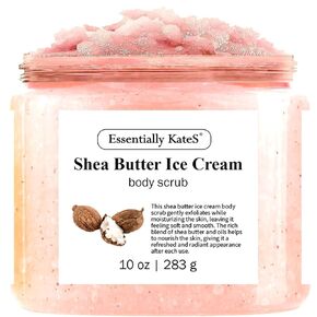 Shea Butter Ice Cream Body & Foot Scrubs 10 Oz - a Soft Serve Texture with a Nice soothing and Moisturizing Effect. Scent is Beautiful - The best stocking stuffer.