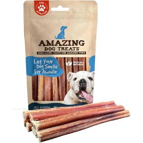 Amazing Dog Treats - Bully Sticks for Small Dogs (6 Inch Junior - 12 Count) - Premium Thin Bully Sticks for Dogs - Best Bully Stick Dog Chews - Bully Bones for Puppies and Small Breeds