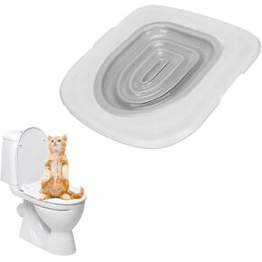 Cat Toilet Training Kit, Pet Supply, Strong Bearing Capacity, Removable Design, Reusable Cat Toilet Trainer and Shapes Toilets, Train Your Cat to Use Toilet(White & Grey)