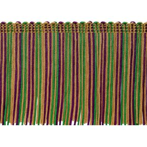 4" Multicolor Chainette Fringe Trim, Polyester-Made Decorative Fringe Trim, for Costumes, Home Decor, and Party Decorations, Durable Fringes, 10-Yard Cut, Mardi Gras