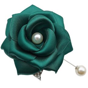 8.5cm COLOURFUL SILK Country Rose Flower Brooch Pin By NhanDo Handmade – Floral Brooch Pin, Handmade Gift Ideas, Gift for her, Gift For Mom, Bridesmaid gift, valentines day gifts (Forest Green)