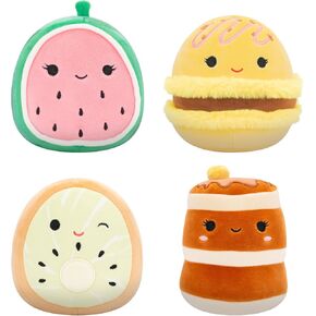 Squishmallows Original 5-Inch Food 4-Pack – Kachina Kiwi, Rayen Pancakes, Visconti Lemon Macaron, Wanda Watermelon – Official Jazwares Plush (Little)