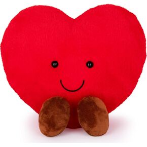 ArtCreativity Large Valentines Plush Heart - Cute Love Heart Plush Toy with Smile and Little Brown Feet - Stuffed Love Heart Toy - Decorations and Valentines Gifts for Girlfriend, Wife, Boyfriend