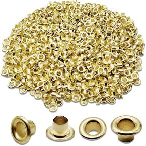 1000 Pcs - Grommet Eyelets 3/16" 4mm Canvas Clothes Leather Self Backing (Gold)