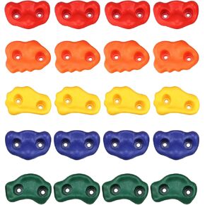 Yaegoo 20 PCS Climbing Holds for Kids, Rock Wall Climbing Kit with Mounting Hardware, Climbing Rock Wall Holds for Indoor and Outdoor Playground Play Set