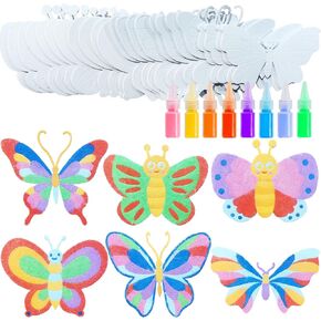 30 Sets Spring Butterfly Sand Art Craft Kit Mosaic Pictures Painting Set for Summer Art Project Activities