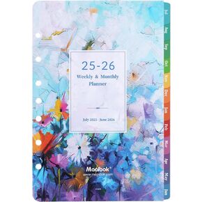 2025-2026 Planner Refills - Planner Inserts with 7-Hole Punched, 5-1/2" x 8-1/2", Runs from July 2025 to June 2026, Weekly and Monthly Spread, Colorful Monthly Tabs