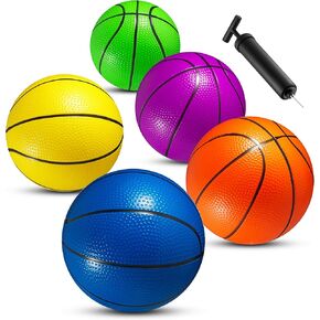 Bedwina Mini Basketball - 6 بوصات ، (حزمة من 5) - مجموعة كرة سلة في الهواء الطلق مصغرة وكرات داخلية ومشرقة وملونة لأطواق كرة السلة وحفلات كرة السلة - حفلات كرة السلة للأطفال