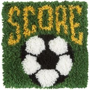 Small Size Soccer Ball Latch Hook Kits Rug for Kids Beginner Easy Latch Hook kit Tapestry Cushion Embroidery Craft Kits Beginner DIY Latch Hook Kit Mat Canvas Hobby & Craft 30x30cm