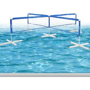 A11N 11.4ft 4-Way Volleyball Pool Net for Adults and Family - Fun Outdoor Water Game with Adjustable Height and Stabilizing System
