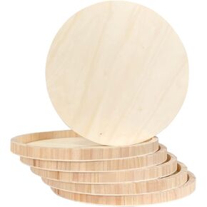 6 Pack 14 Inch Round Wood Canvas Panels Unfinished Wooden Plates Round Wood Cradle Boards for Pouring Arts Painting Crafts