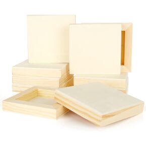 10PCS 4 x 4 Inch Unfinished Wood Panels for Painting, Craft Wood Canvas Panel Boards Wood Panels for Arts & Crafts, Wooden Painting Pouring Panel Board