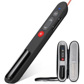 Presentation Clicker with Case, Wireless Presenter for PowerPoint Slide with Hyperlink & Volume Control, Presentation Remote Clicker for Mac/Computer/Laptop, Google Slide/PPT/Keynote