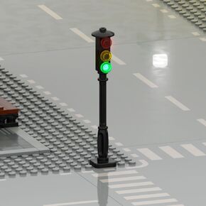 Brick Traffic Light, Set of 2,Automatic Flashing,Building Accessories LED, Easy Installation, Compatible with Lego
