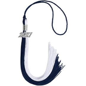 Endea Graduation Double Color Tassel with Silver Date Drop (Royal Blue/White, 2025)