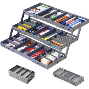 Multi Level Smart Drawer Organizer – 3 Tier Expandable Drawer Organizer – Jewelry, Junk, Makeup, Silverware Storage Organizer – Perfect for Kitchen, Desk, Medicine Cabinet & More（GREY）